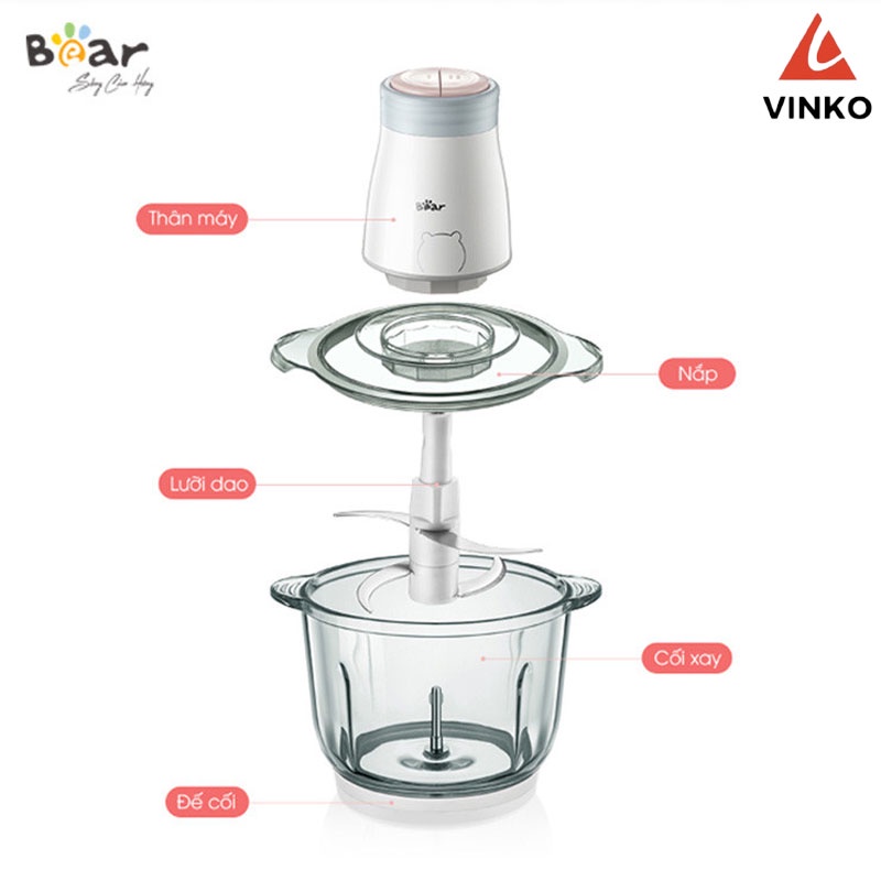 Máy Xay Đa Năng, Máy Xay Thịt Bear Chính Hãng Cối Thủy Tinh Bảo Hành 18 Tháng, Máy Xay Tỏi Ớt B02Q1