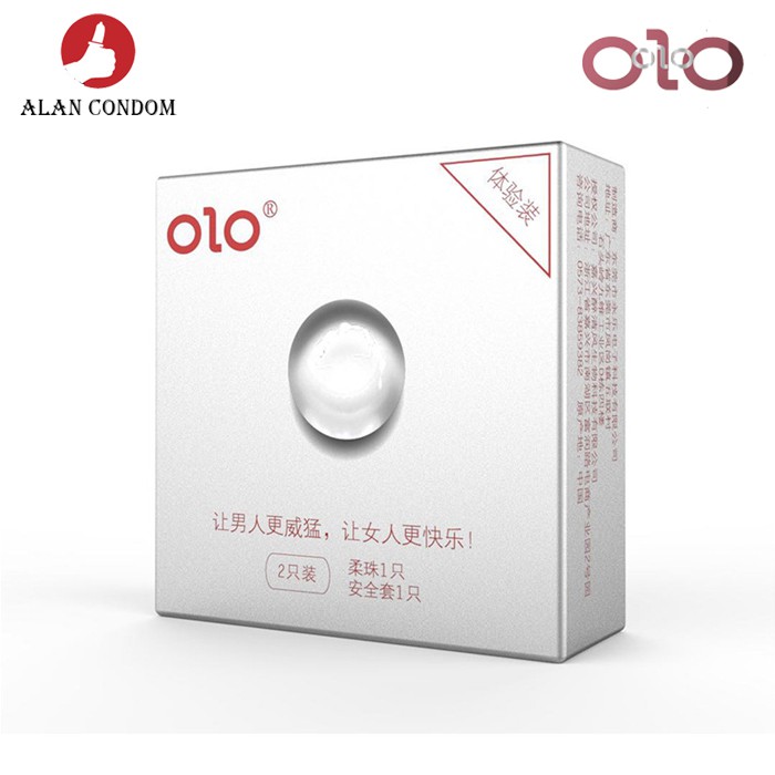 Bao cao su OLO 0,01 siêu mỏng có hạt ngọc trai mềm 1.5cm tăng kích cỡ, Hộp 1 cái 1 bi.