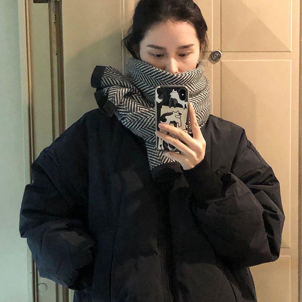 IVORY Khăn Choàng Cổ Dệt Kim Kẻ Sọc Thời Trang Mùa Đông Cho Nữ
