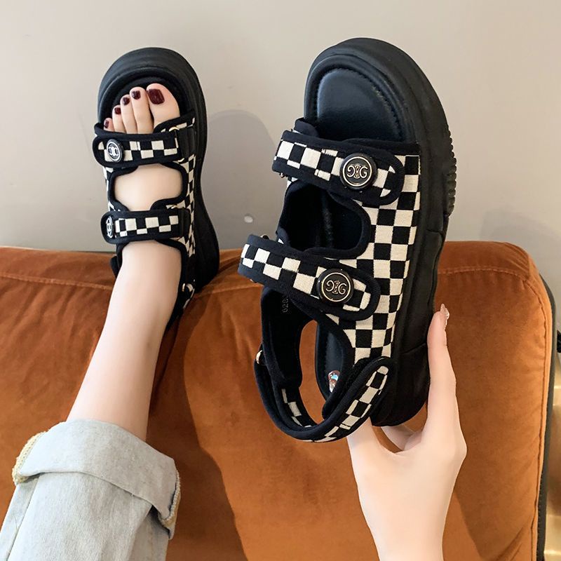 Giày Sandal Quai Dán Đế Dày Chống Trượt Phong Cách Hàn Quốc Mới Cho Nữ