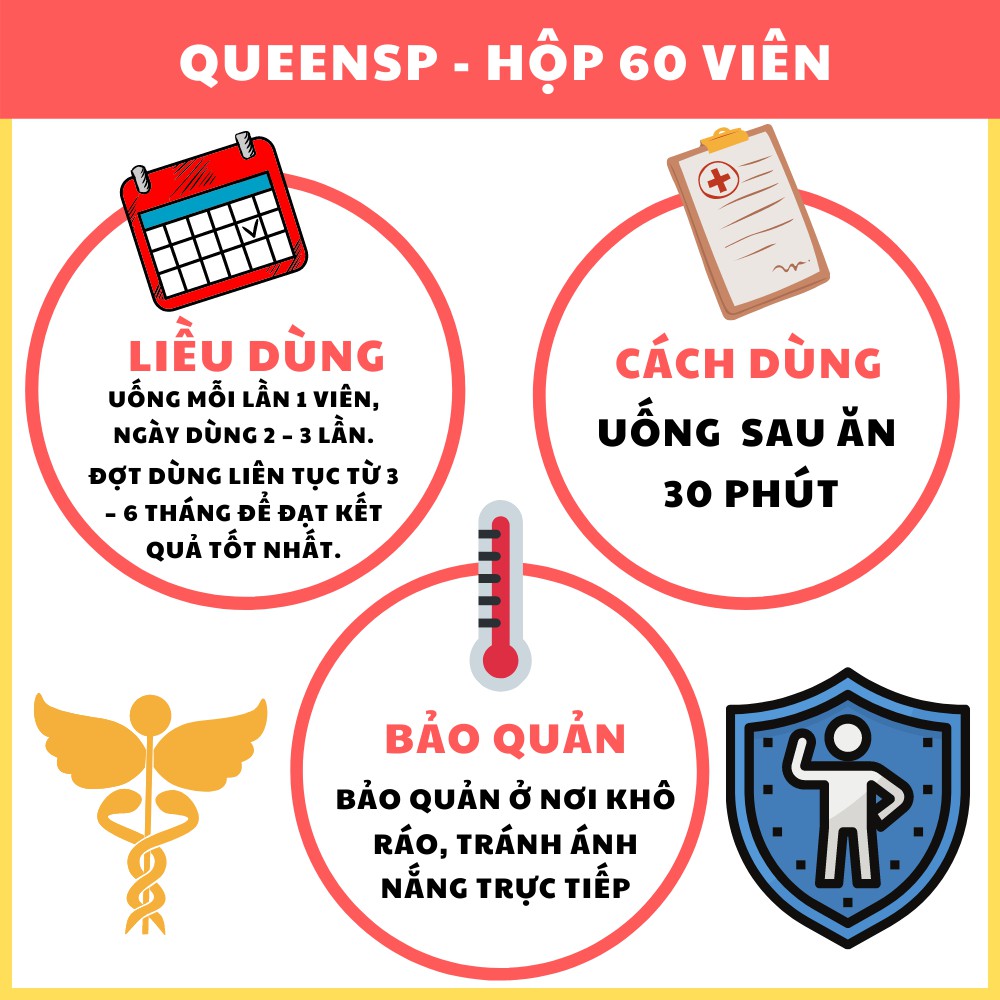 QueenSP - Viên uống cân bằng nội tiết tố, Ngăn ngừa quá trình lão hóa, giúp da trắng đẹp, khỏe mạnh ( Hộp 60 viên) | BigBuy360 - bigbuy360.vn