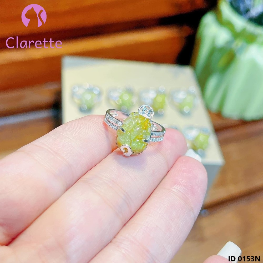 Nhẫn bạc tỳ hưu đá ttóc vàng Clarette 0153N