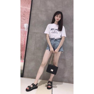 SANDAL ULZZANG C ĐẾ CAO 4CM HAI QUAI VẢI DÁN ÊM CHÂN  ẢNH THẬT