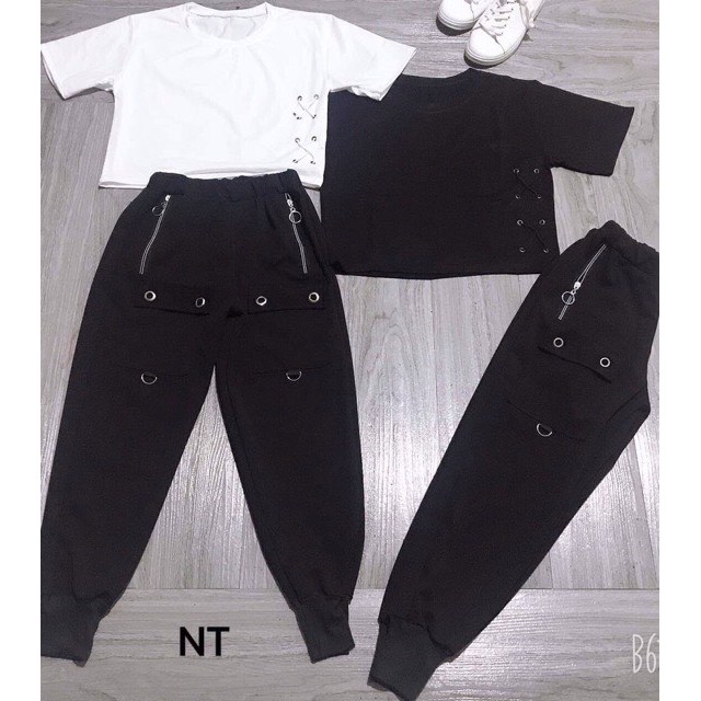 Sét áo croptop oze và quần jogger cá tính