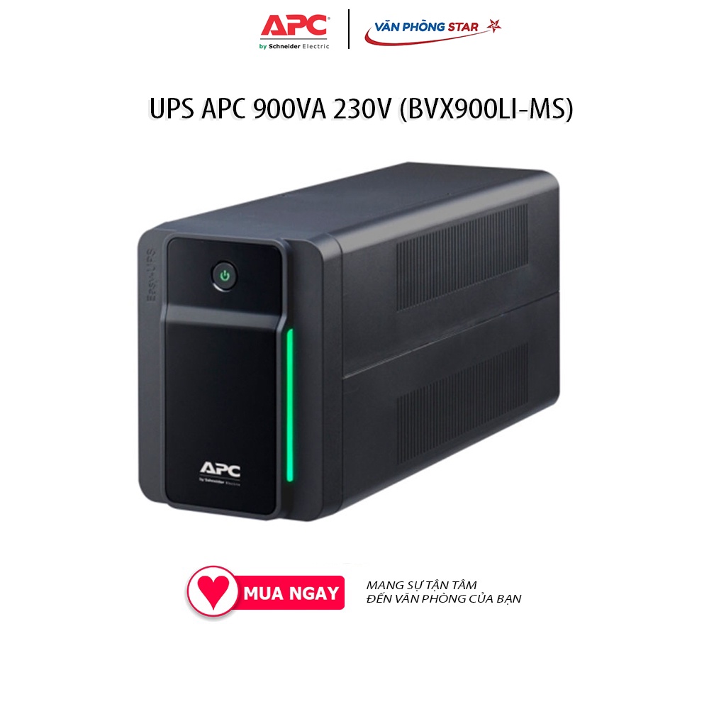 UPS APC 900VA 230V (BVX900LI-MS) Kết nối đầu ra 2 Universal + 1 IEC