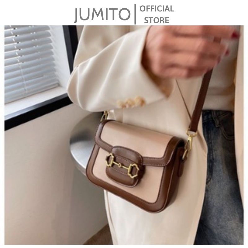 Túi xách nữ đeo chéo kẹp nách GC phối màu hàng Quảng Châu form túi cứng trend 2022 JUMITO SF534