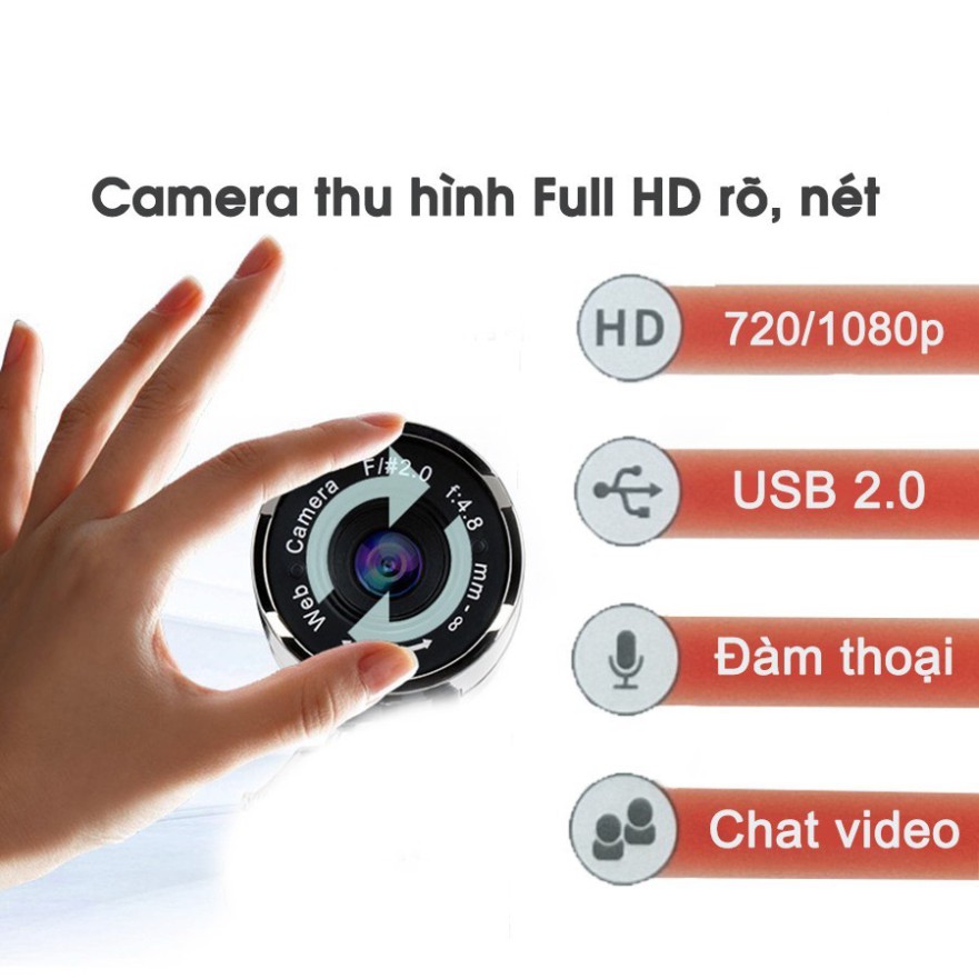 ☘️[QUAY CHỮ CỰC RÕ] Webcam máy tính FullHD 1080p Có Mic Thu âm rõ nét - Thu hình cho máy tính, pc, TV, để bàn - Rõ nét