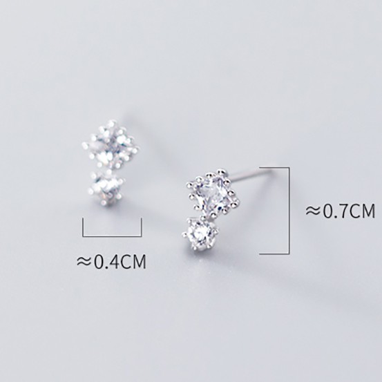 Khuyên Tai Bạc Nữ Đính Đá Bằng Bạc Thật ITALY S925 cao cấp B2496 Bảo Ngọc Jewelry