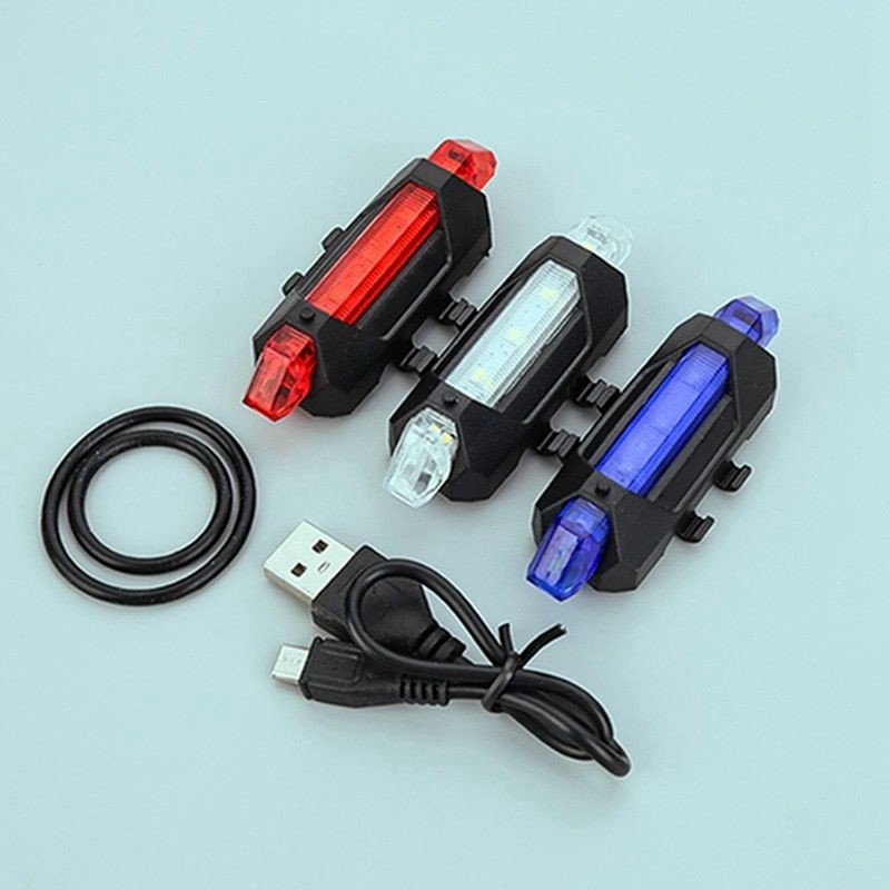 Đèn báo hiệu gắn đuôi xe đạp 5 LED USB có thể sạc được