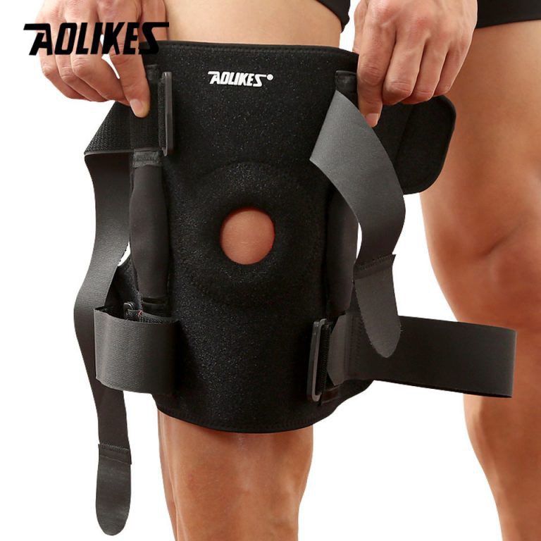 AOLIKES  HX 7907 - 1 cái - đai cuốn đầu gối có nẹp thép và đệm hơi silicone thoáng khí, chuyên gym, chính hãng.