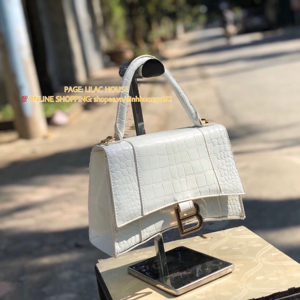 Túi chữ B treo- vân rắn da bóng HOT TREND