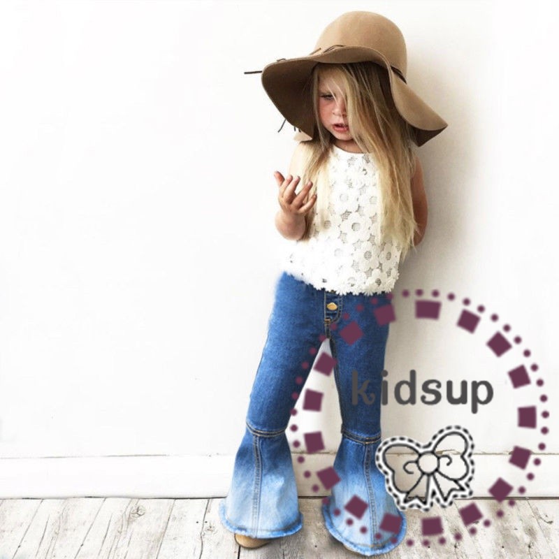 Quần jean ống loe dáng dài thời trang cho bé gái