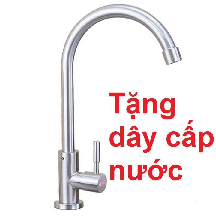 Vòi Rửa Bát, Vòi Rửa Chén Cần Cứng 1 Đường Nước Lạnh Chất Liệu inox 304 + Tặng 1 dây cấp nước