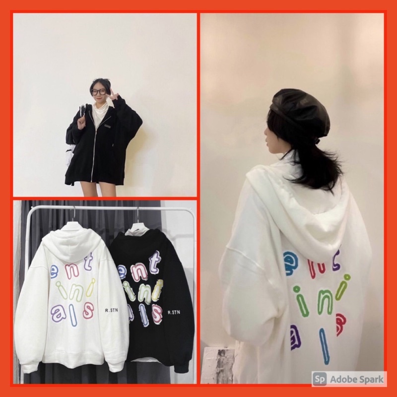 Áo Khoác Hoodie In Chữ  Tay Bồng  Nữ [FREESHIP] 🌸 Jacket form rộng có mũ màu ĐEN | TRẮNG  Ulzzang 🌸