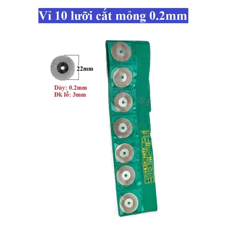 Vỉ 5-10 lưỡi cắt 22mm dày 0.2mm