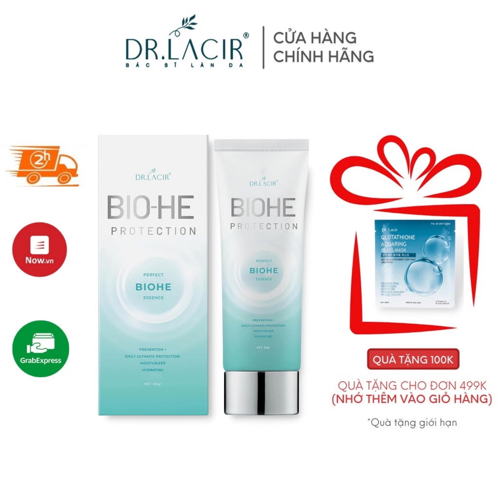 Kem chống nắng trắng da sinh học Dr. Lacir Bio-he bảo vệ da khỏi tia HEV 60ml LM08