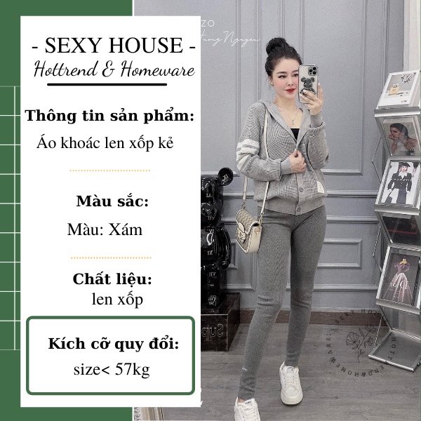 Áo khoác cardigan len xốp kẻ sọc tay A73 SEXYHOUSE