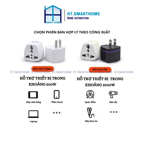 Ổ cắm chuyển đổi 3 chấu ➜ 2 chấu 2 chấu