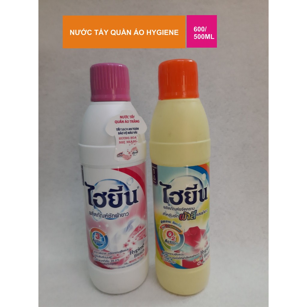 (HCM) Nước tẩy quần áo trắng/áo màu Hygiene Thái Lan 600ml