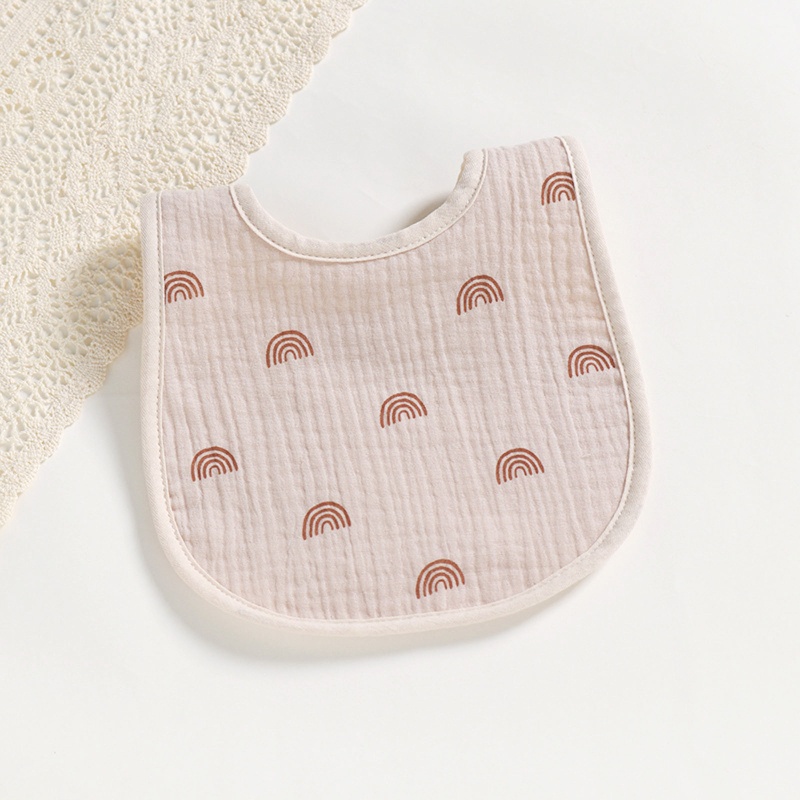Yếm Vải Gạc Cotton 6 Lớp Mềm Mại In Họa Tiết Hoạt Hình Có Nút Nhấn Dành Cho Bé Sơ Sinh