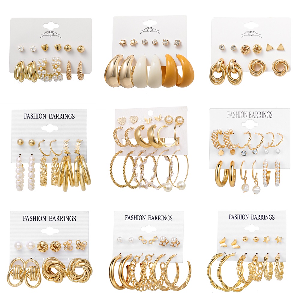 Khuyên tai AY tạo hình bướm/đính ngọc trai/pha lê kiểu dáng cổ điển thời trang cho nữ