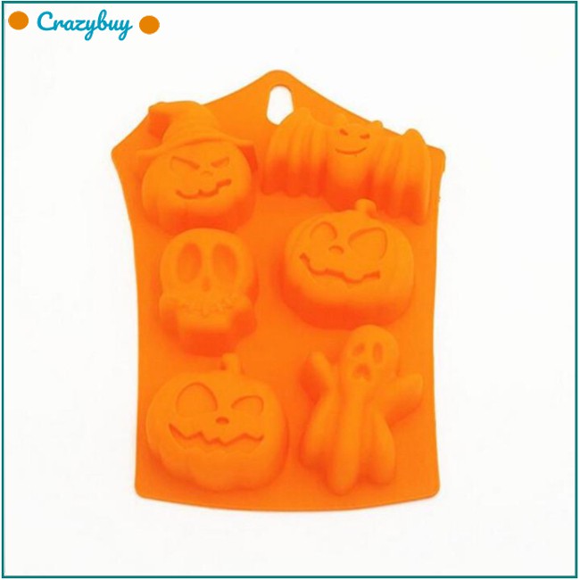 (Shop Crazy) Khuôn Silicone Làm Bánh Kẹo 6 Ô Hình Halloween