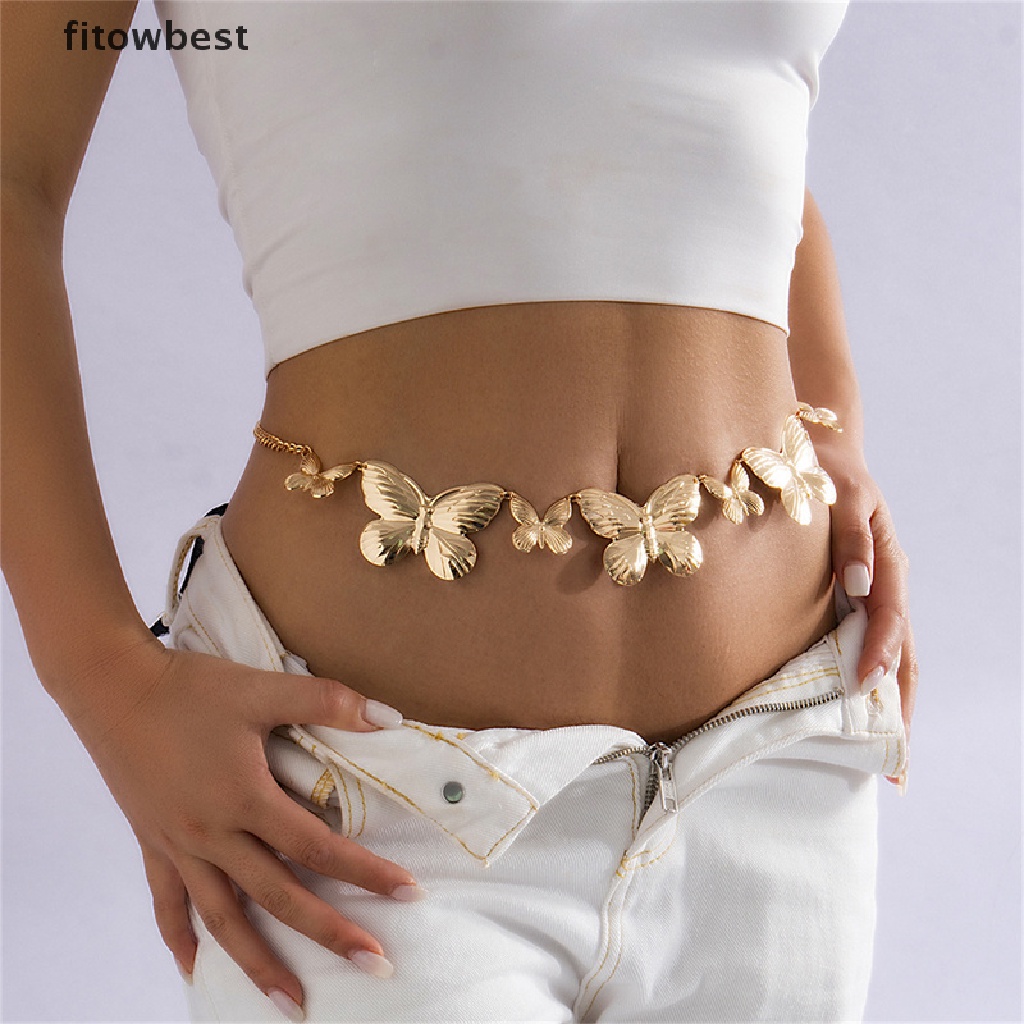 Dây Xích Đeo Hông Bằng Kim Loại Hình Bướm Phong Cách Punk Đơn Giản Cá Tính Dành Cho Nữ