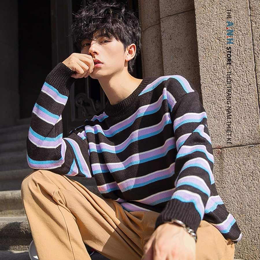 Áo len Nam ANHSTORE họa tiết Sọc , phong cách Hàn Quốc