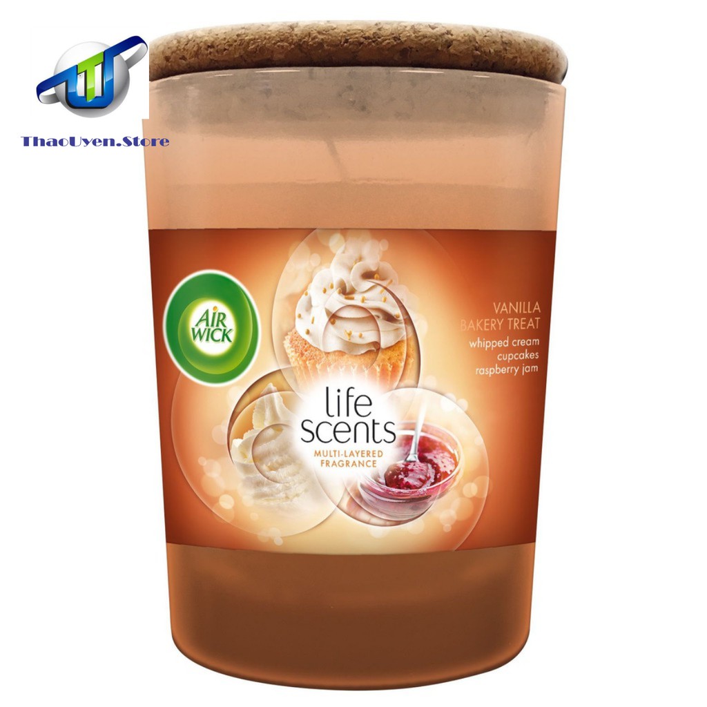 Ly nến thơm tinh dầu Air Wick Vanilla Bakery Treat 185g QT04255 - bánh kem vani phù hợp mọi lứa tuổi.