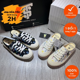 [HÀNG XẢ KHO CHÍNH HÃNG] Giày thể thao MLB MULE MONOGRAM TRẮNG ĐEN FULL BOX TAG CHECK HIDDEN TAG
