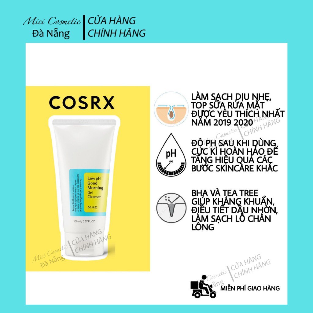 Gel Rửa Mặt Độ PH Thấp COSRX Low pH Good Morning Gel Cleanser 150ml