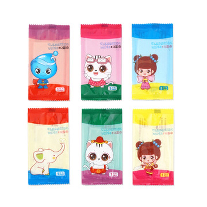 Khăn ướt mini LOGO hình chữ nhật nhiều màu sắc gói lẻ 1 cái dùng một lần nhỏ gọn tiện lợi