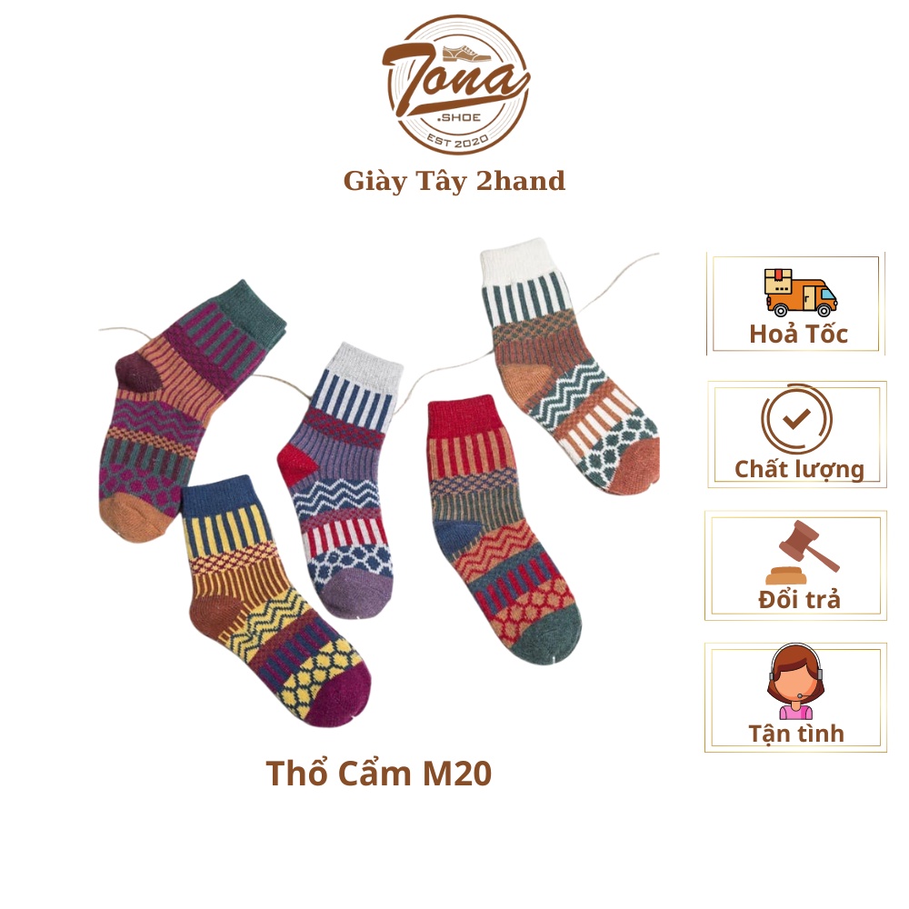 [TonaShoe] Tất Thổ Cẩm Cổ Cao Vintage Nam Nữ M20