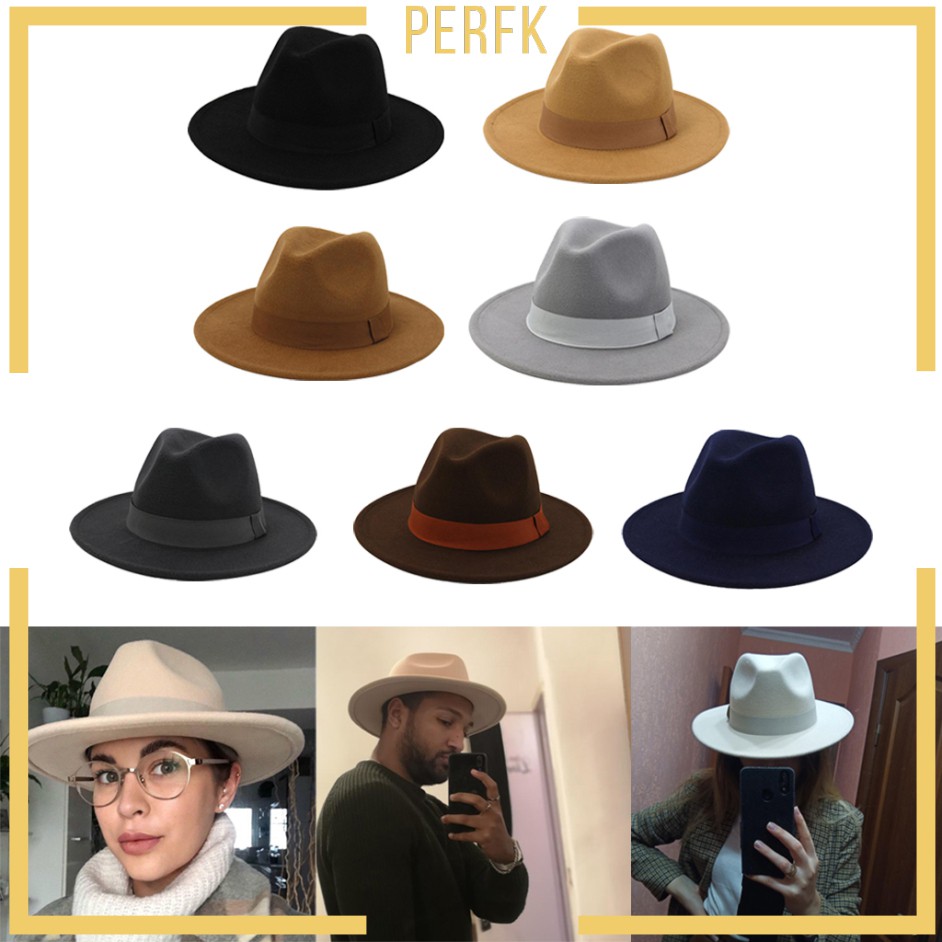 [Perfk] Mũ Fedora Có Dây Ruy Băng Thắt Lưng Thanh Lịch Cho Nhà Thờ Mùa Đông Ngoài