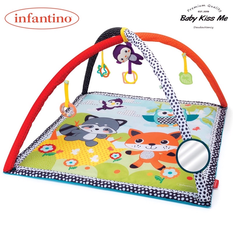 Thảm Nhạc kèm đồ chơi kích thích giác quan, vận động cho bé Infantino - Safari Activity Gym &amp; Play Mat