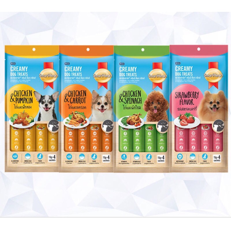 [Mã PET50K giảm Giảm 10% - Tối đa 50K đơn từ 250K] SmartHeart Creamy Dog Treats - Bánh Thưởng Dạng Kem ( 15g x 4 Thanh)