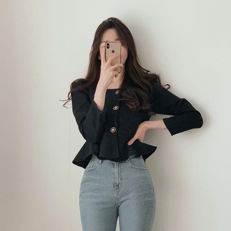 SUXI Áo Sơ Mi Tay Dài Cổ Vuông Màu Sắc Thanh Lịch Dành Cho Nữ