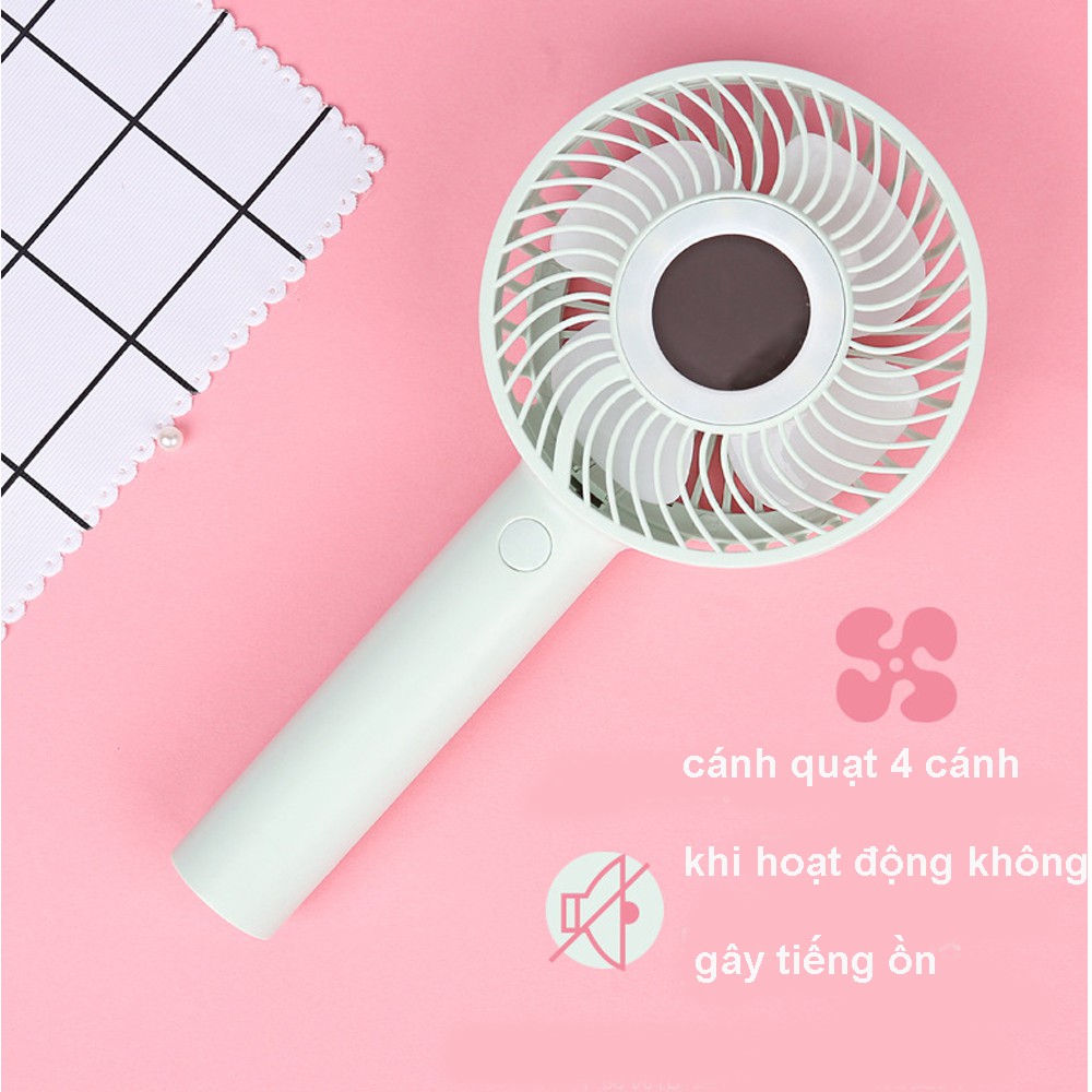 [ GIÁ SẬP SÀN ] QUẠT CẦM TAY MINI KẾT HỢP 4 TÍNH NĂNG ( làm mát, tích điện, soi gương,chiếu sáng )