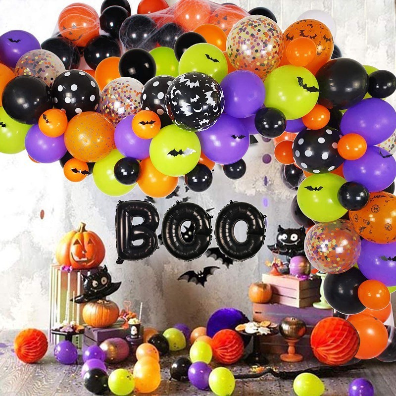 1 Bộ Bong Bóng Hình Đầu Lâu Nhện / Dơi 3D Trang Trí Nhà Cửa Dịp Halloween