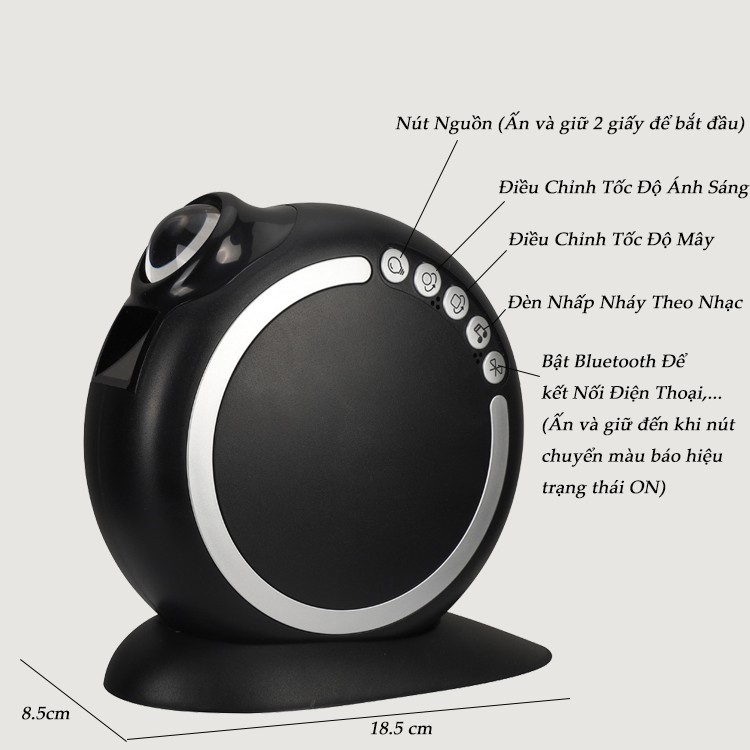 Đèn Thiên Hà Galaxy Diamond V5 Luxury Kết Hợp Loa Bluetooth Chiếu Bầu Trời Sao Đêm Cho Phòng Bay, Sân Khấu