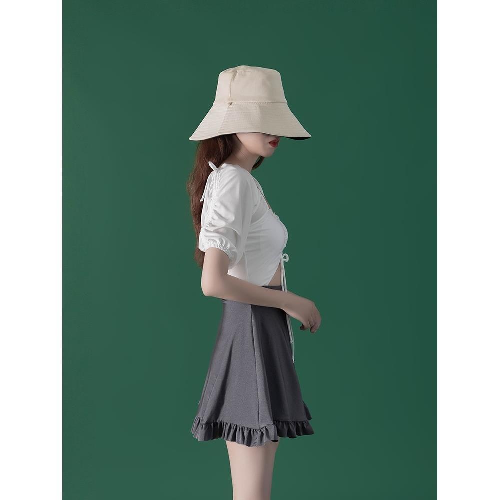 Bộ đồ bơi dáng ôm hở bụng phong cách Nhật Bản thời trang mùa hè dành cho nữ