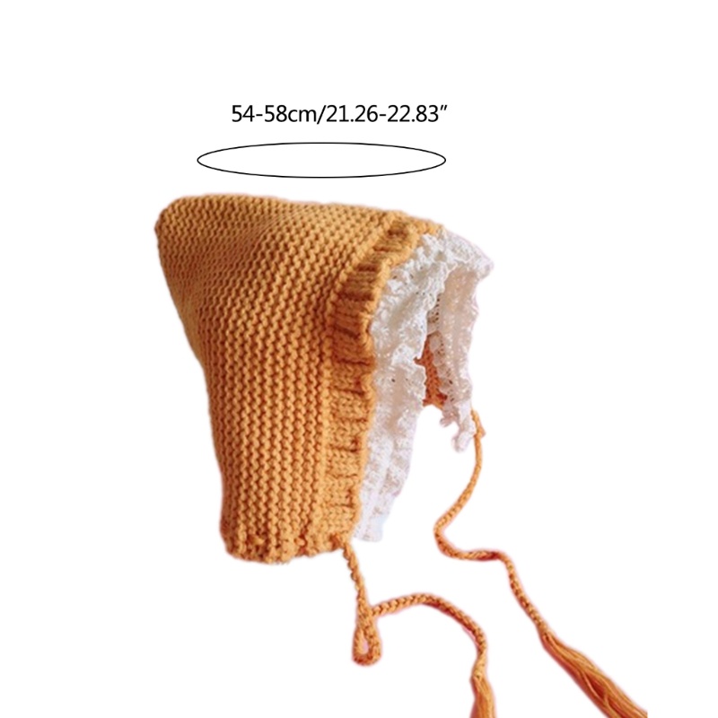 Mũ Len Thiết Kế Vành Ren Sáng Tạo Với Dây Có Thể Điều Chỉnh Cho Mùa Đông Ha