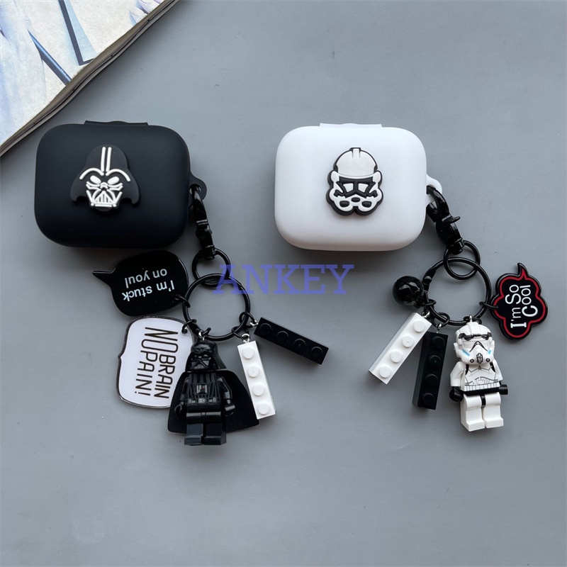 SONY Linkbuds WF-L900 C500 XB700 Vỏ Bảo Vệ Hộp Sạc Tai Nghe Bằng Silicon Mềm Màu Đen In Hình Star Wars Có Móc Chống Sốc