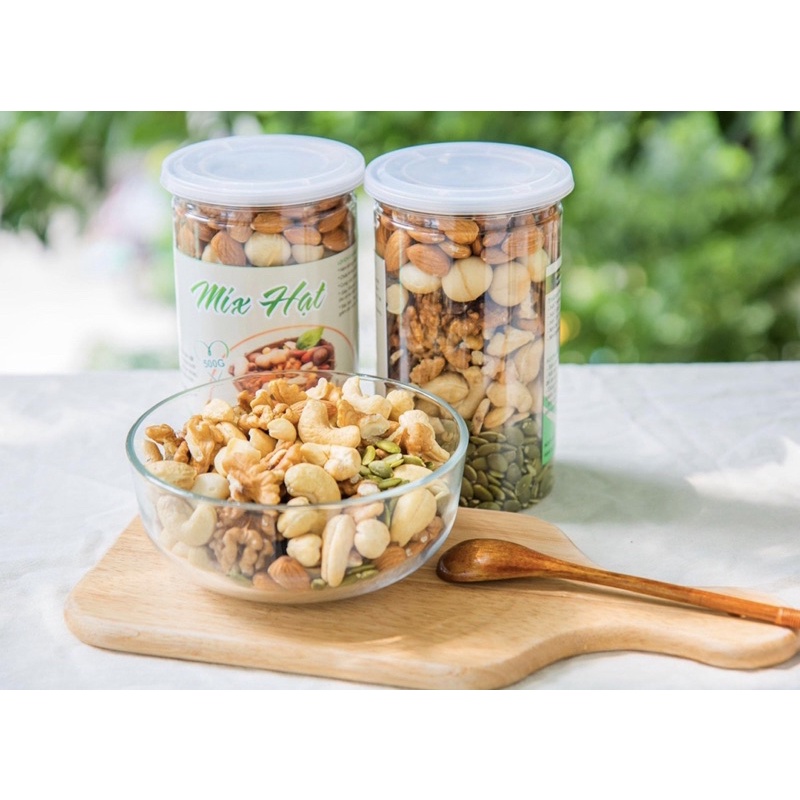 Hũ 500Gr Mix 5 Loại Hạt Dinh Dưỡng Cao Cấp (Macca, Hạnh Nhân, Điều, Bí, Óc Chó) Như Hình