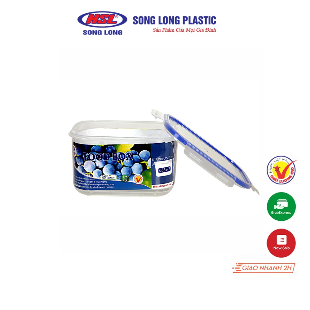 Hộp đựng thực phẩm 1220ml, 850ml, 450ml, 300ml Song Long Plastic Four Lock nhựa có nắp đậy ( 6532:3-2-1-6530-1)