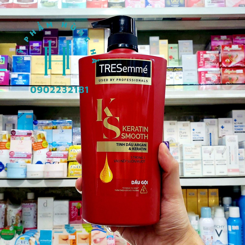 Dầu gội Tresemme, phục hồi tóc hư tổn tinh dầu Argan & Keratin 825ml