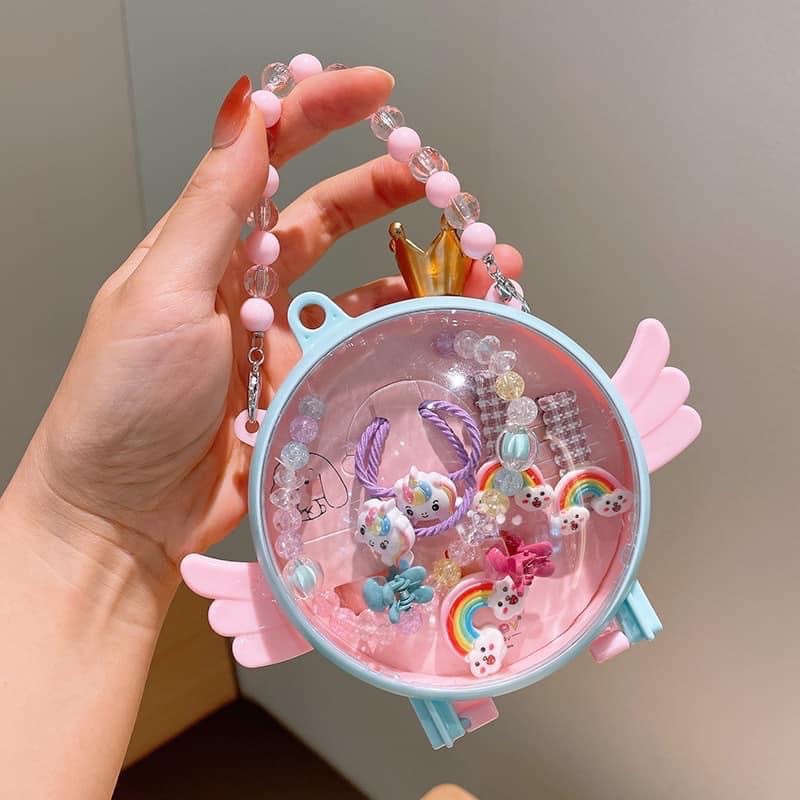 Set Phụ Kiện Cột Tóc, Kẹp Tóc, Trang Sức Hộp Sakura Xinh Xắn Cho Bé Gái