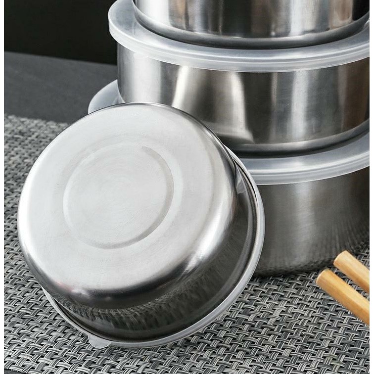 BỘ 5 BÁT INOX CÓ NẮP ĐẬY + TẶNG 3 thìa cafe