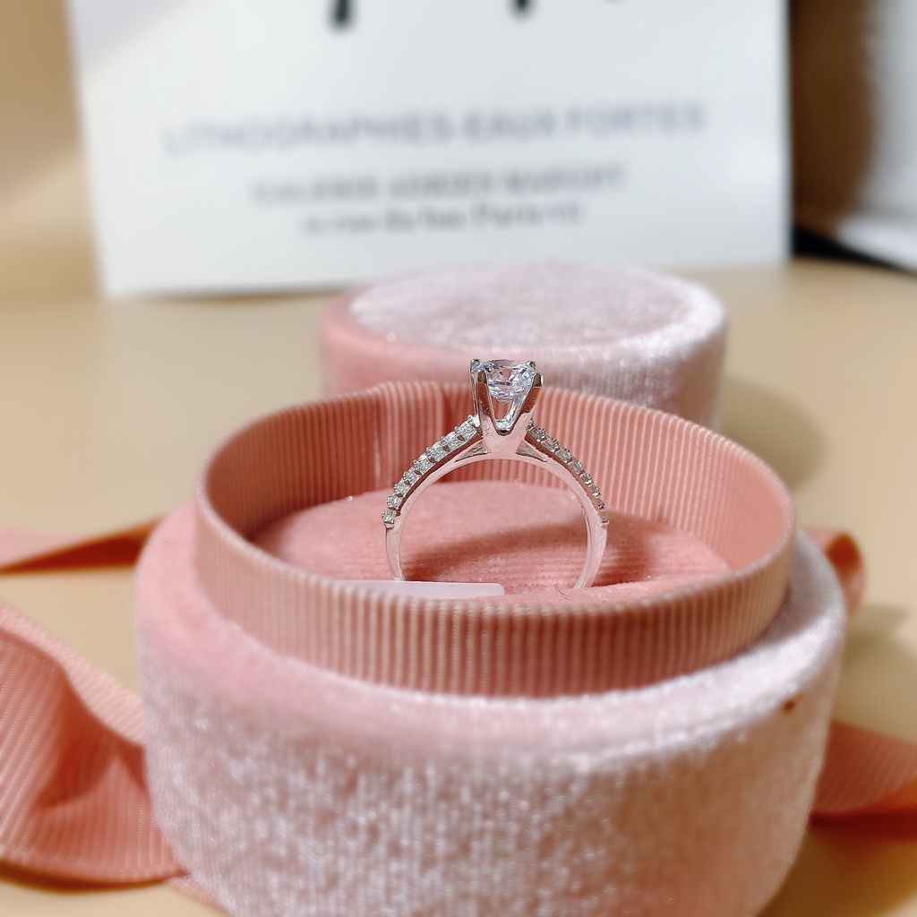 Nhẫn bạc nữ H.A.S hai hàng đá tấm đính hột cao Cz - Nhẫn bạc thời trang