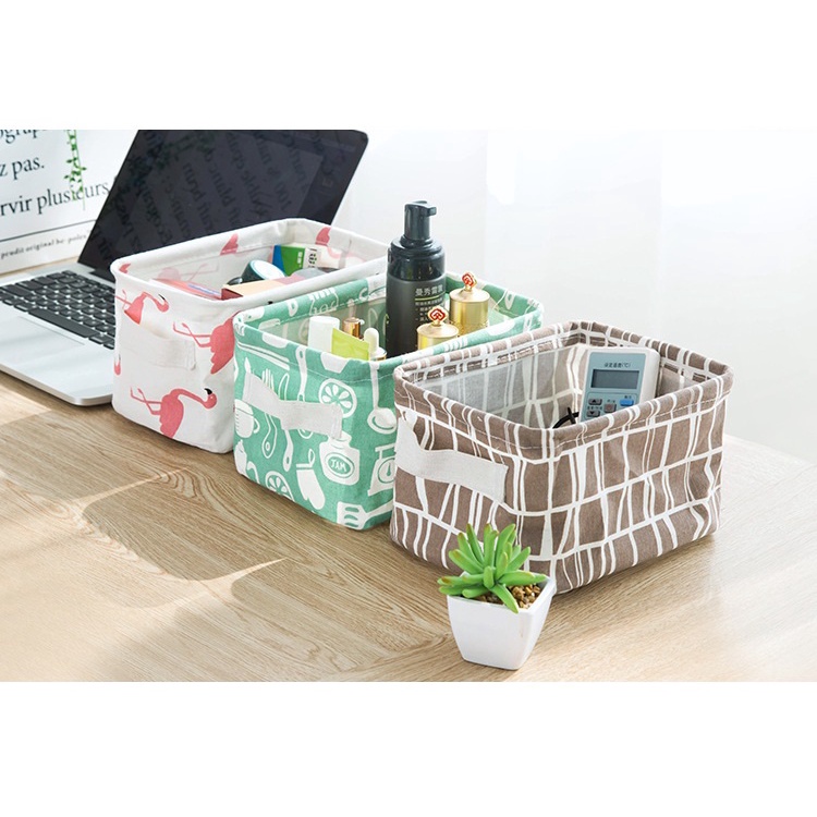 Giỏ Vải Vuông Đựng Đồ Để Bàn, Giỏ Đựng Đồ Mini Để Bàn, Giỏ Vải